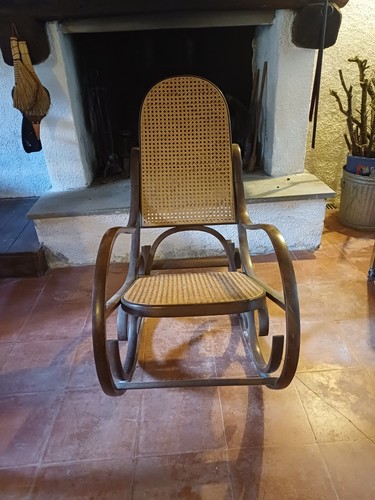 Sedia dondolo vintage legno - a,